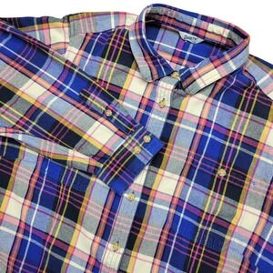 Duluth Trading Co Shirt Womens‎ 2XL Blue Plaid Flannel Long Sleeve Casual